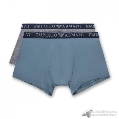 Quần lót nam Emporio Armani Endurance Stretch Cotton Trunk 2-pack Grey/Blue